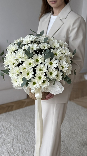 Композиция в корзине "Ромашковое счастье", размер S