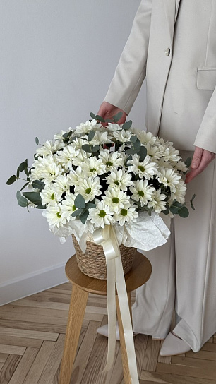 Композиция в корзине "Ромашковое счастье", размер S