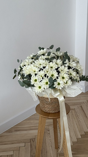 Композиция в корзине "Ромашковое счастье", размер S