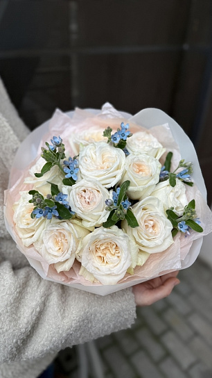 Дуо-букет с розами и незабудками