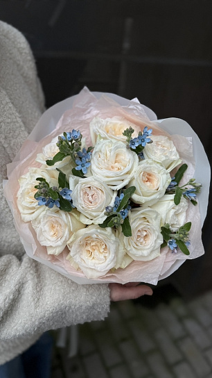 Дуо-букет с розами и незабудками