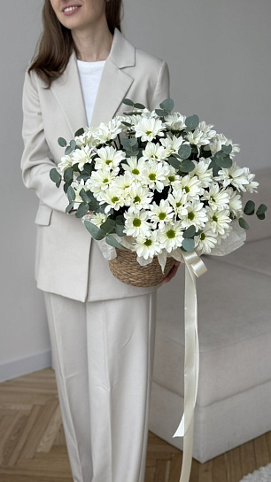 Композиция в корзине "Ромашковое счастье", размер S