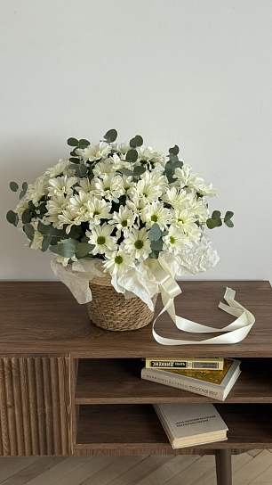 Композиция в корзине "Ромашковое счастье", размер S